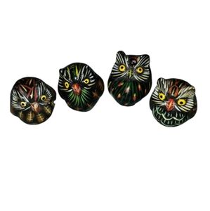 Indonesia Hand-Painted Ceramic Owl Figurines Set